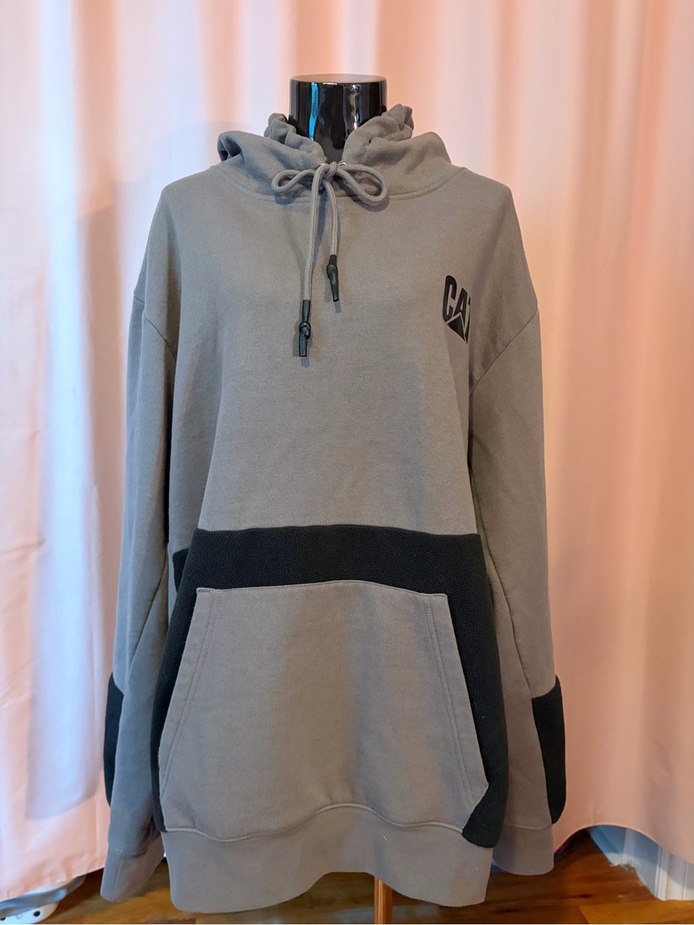 Cat Gray Hooded Sweatshirt with Black Contrast